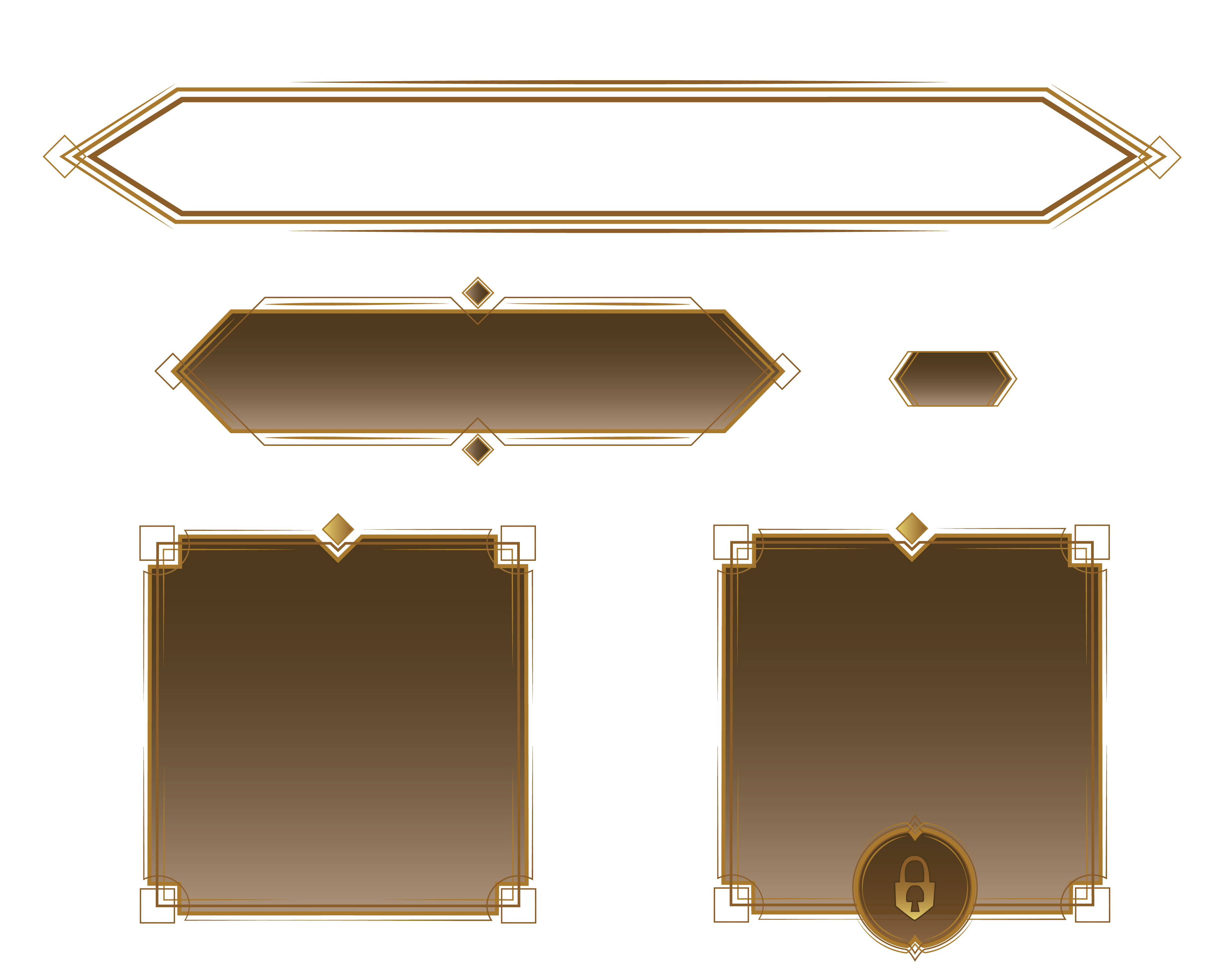 Art Deco UI component frames used throughout the battle pass design