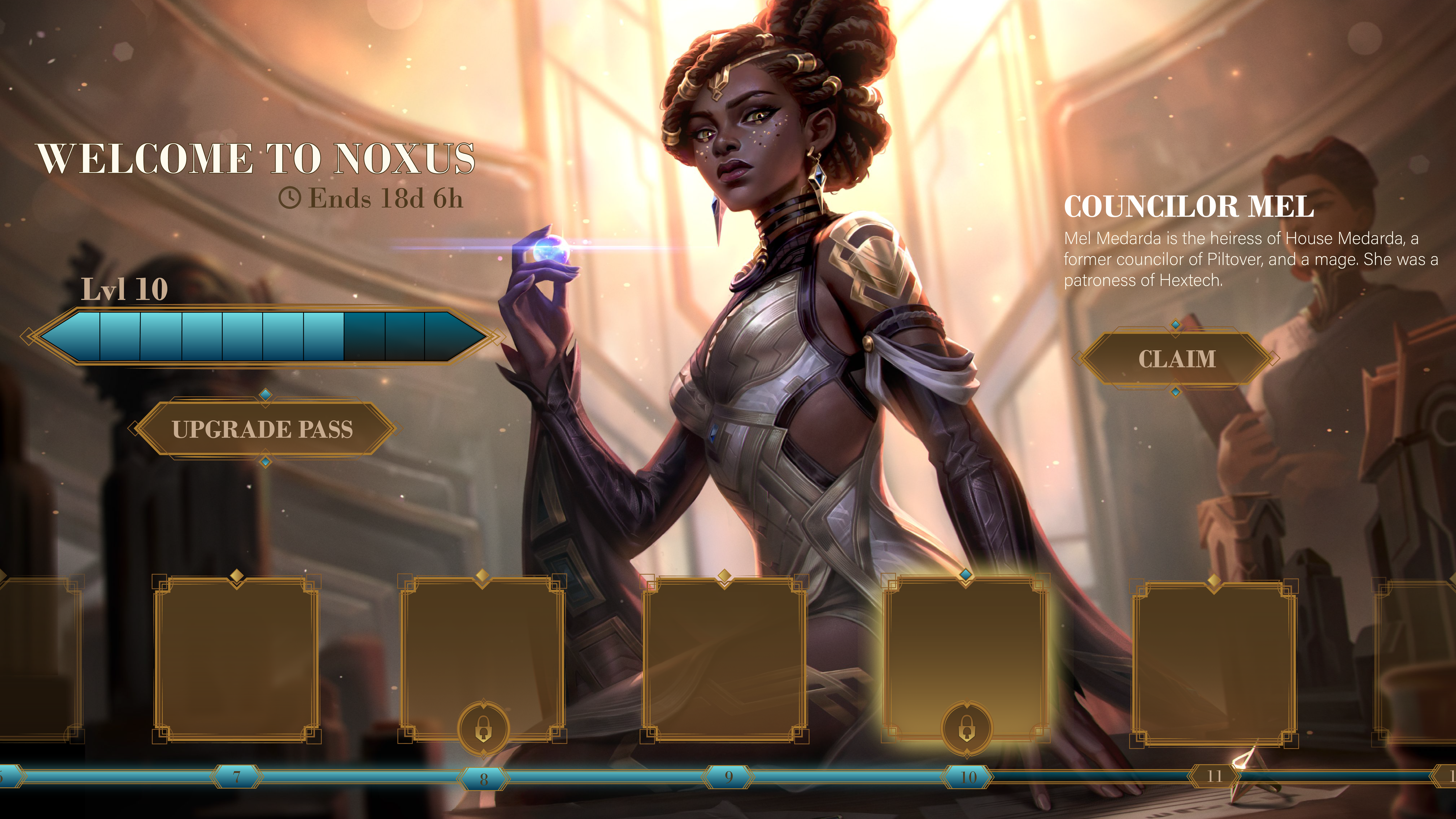 High fidelity mockup of the League of Legends Battle Pass screen