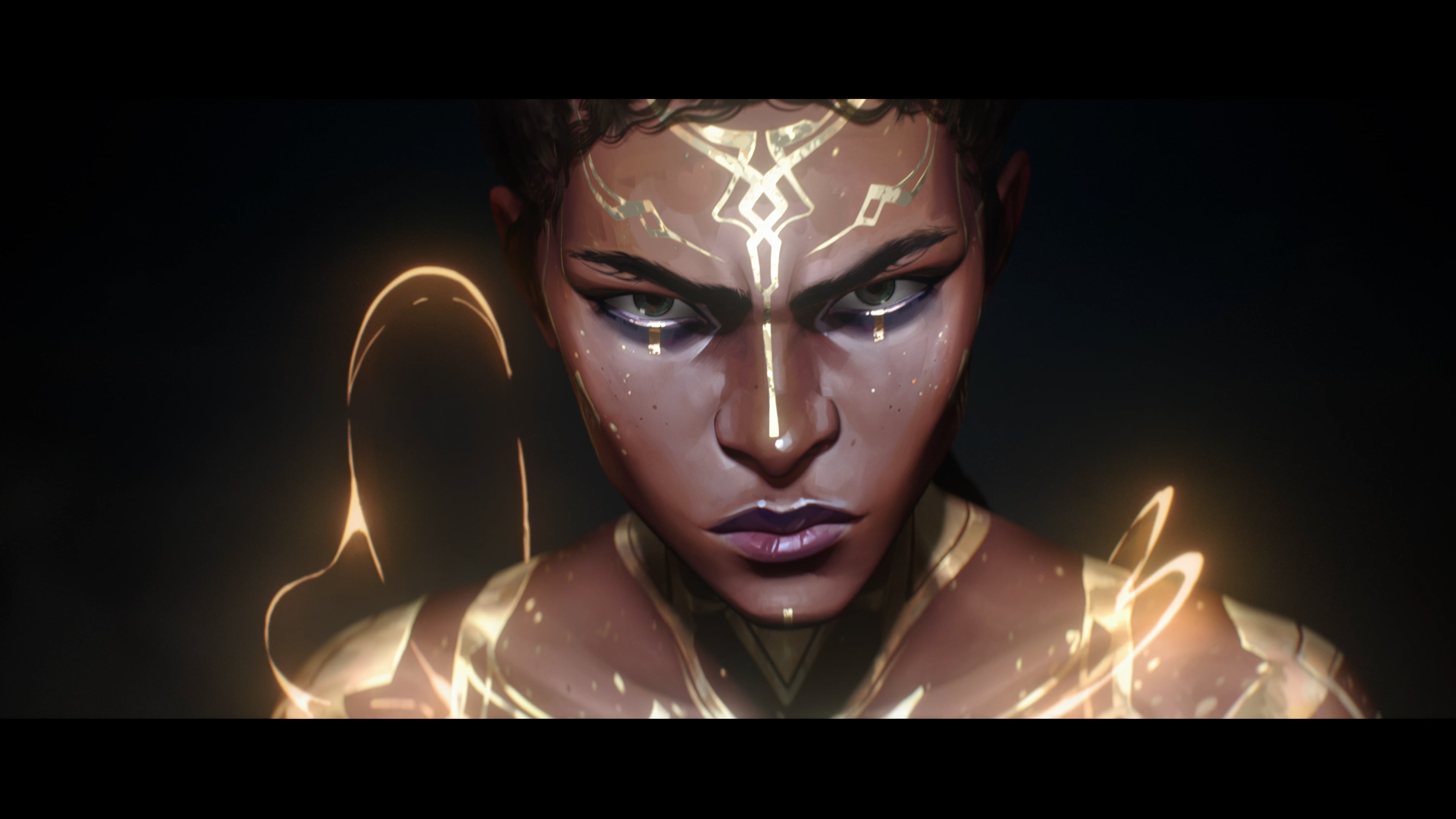Arcane-style character closeup reference