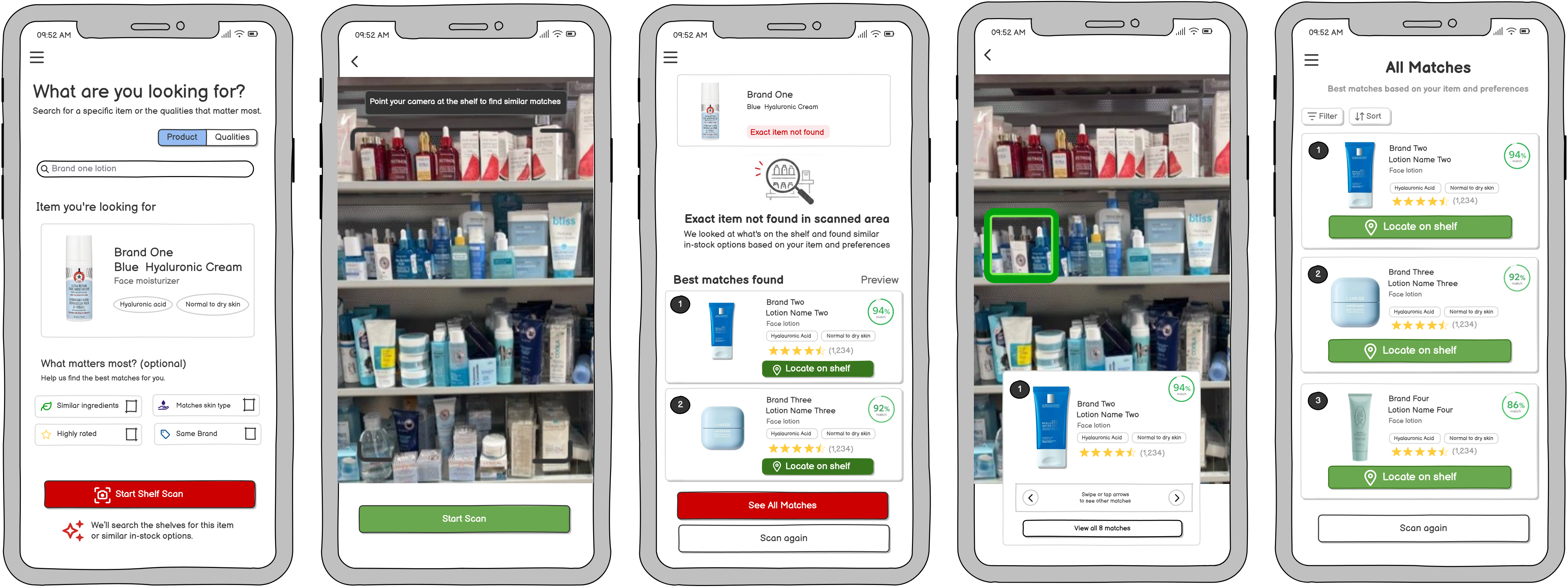 Draft 2 refined screens of the AI Shelf Scan flow